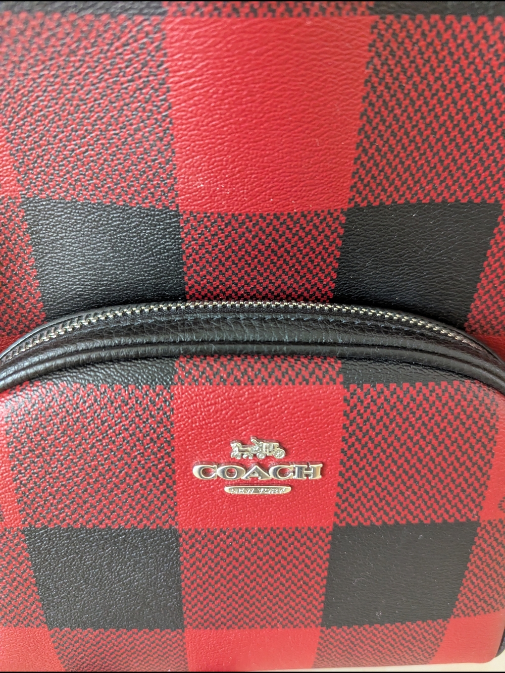 Coach Red and Black Plaid Women's Backpack